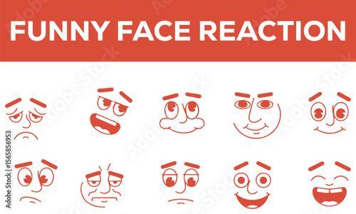 Set of funny face shape reaction in vector illustration 