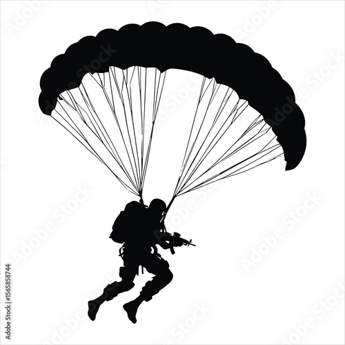 paraglider silhouette vector illustration, parachute, sky, sport, paragliding, air, extreme, paraglider, fly, skydiving, flying, adventure, vector, blue, jump, silhouette, illustration, parachuting, f