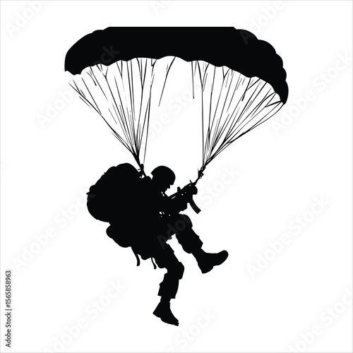 paraglider silhouette vector illustration, parachute, sky, sport, paragliding, air, extreme, paraglider, fly, skydiving, flying, adventure, vector, blue, jump, silhouette, illustration, parachuting, f