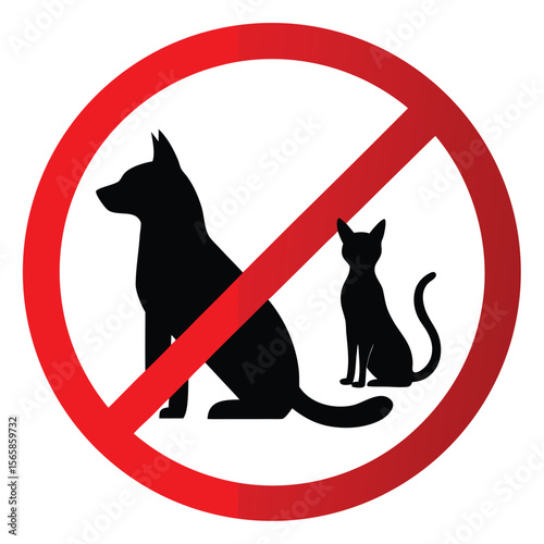 Clear graphic representation of a no pets allowed sign with red prohibition symbol