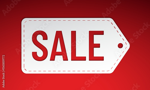 White Sale Tag On Isolated Red Background. Suitable For Business and Holiday sale events shopping online website sale tag label design vector illustration.