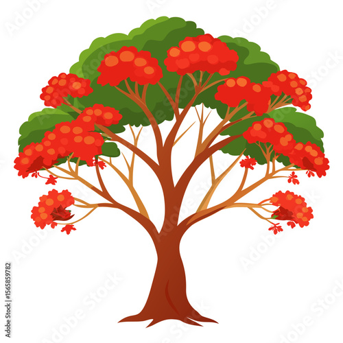 autumn tree with red berries