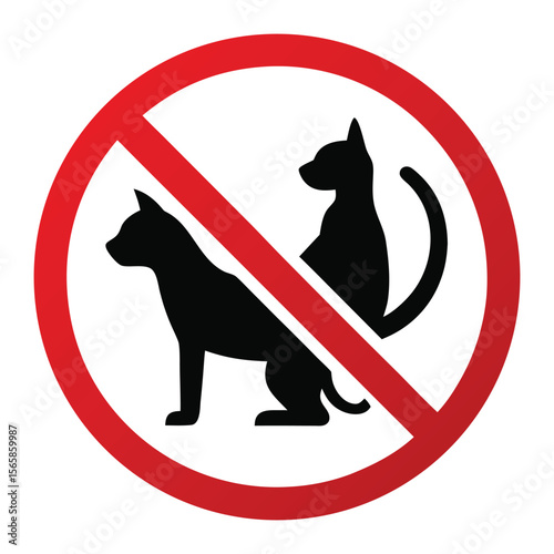 Clear graphic representation of a no pets allowed sign with red prohibition symbol
