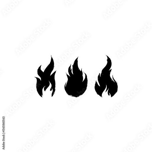 Crayon drawn red fire flames icons collection. Fire flame icon. Crayon vector logo. Hot fire on white background.