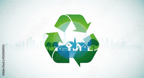 Sustainable Residential Development within Recycling Symbol