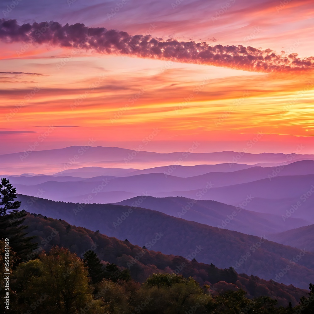 Fototapeta premium sunset in the mountains