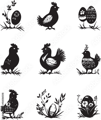 set of easter eggs with flowers, easter, egg, eggs, holiday, set, vector, pattern, illustration, decoration, spring, celebration, design, symbol, flower, collection, floral, color, art, ornament, icon