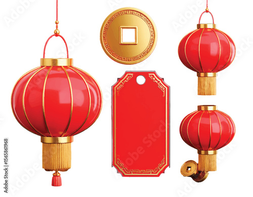 Red Chinese New Year lantern vector decorates the winter celebration, like a festive holiday ornament and suitable for graphic design