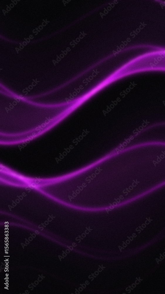 Fototapeta premium Flowing purple luminous lines against a dark textured background with subtle grain