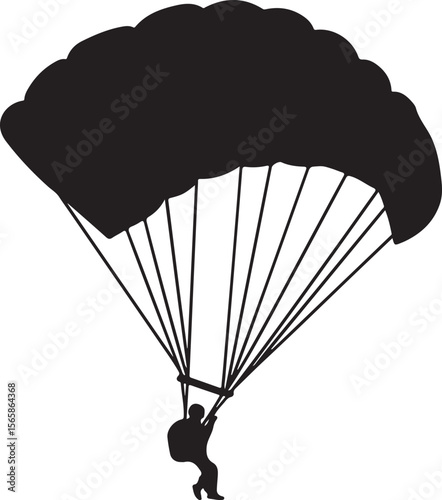 paraglider silhouette vector, parachute, air, vector, sky, fly, illustration, silhouette, skydiving, paragliding, sport, 3d, extreme, gift, flying, business, landing, concept, box, parachuting, design