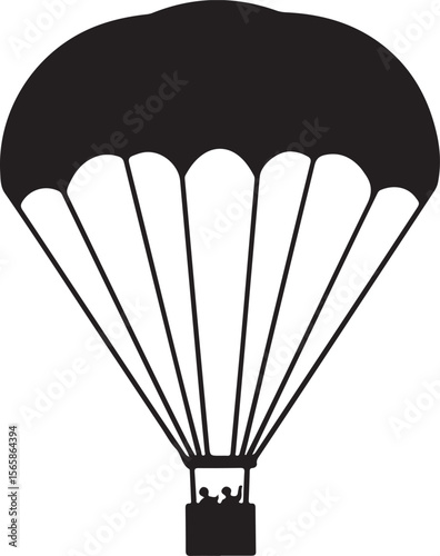 paraglider silhouette vector, parachute, air, vector, sky, fly, illustration, silhouette, skydiving, paragliding, sport, 3d, extreme, gift, flying, business, landing, concept, box, parachuting, design