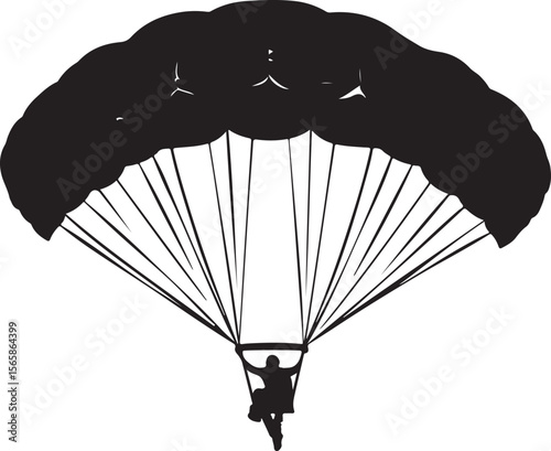 paraglider silhouette vector, parachute, air, vector, sky, fly, illustration, silhouette, skydiving, paragliding, sport, 3d, extreme, gift, flying, business, landing, concept, box, parachuting, design