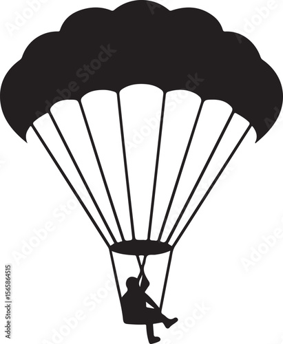 paraglider silhouette vector, parachute, air, vector, sky, fly, illustration, silhouette, skydiving, paragliding, sport, 3d, extreme, gift, flying, business, landing, concept, box, parachuting, design