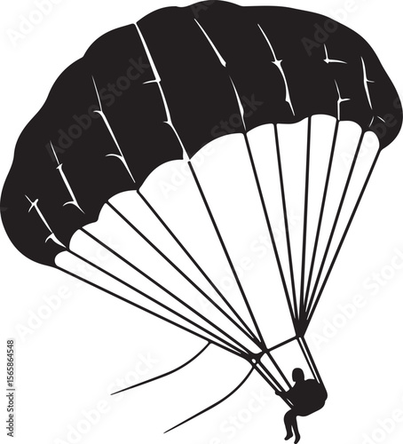 paraglider silhouette vector, parachute, air, vector, sky, fly, illustration, silhouette, skydiving, paragliding, sport, 3d, extreme, gift, flying, business, landing, concept, box, parachuting, design