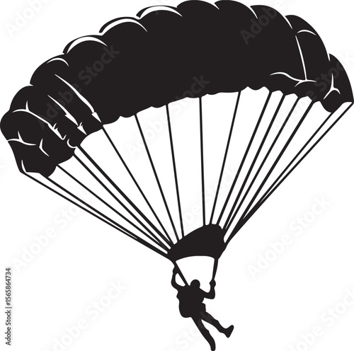 paraglider silhouette vector, parachute, air, vector, sky, fly, illustration, silhouette, skydiving, paragliding, sport, 3d, extreme, gift, flying, business, landing, concept, box, parachuting, design