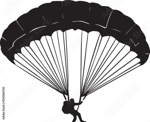 paraglider silhouette vector, parachute, air, vector, sky, fly, illustration, silhouette, skydiving, paragliding, sport, 3d, extreme, gift, flying, business, landing, concept, box, parachuting, design