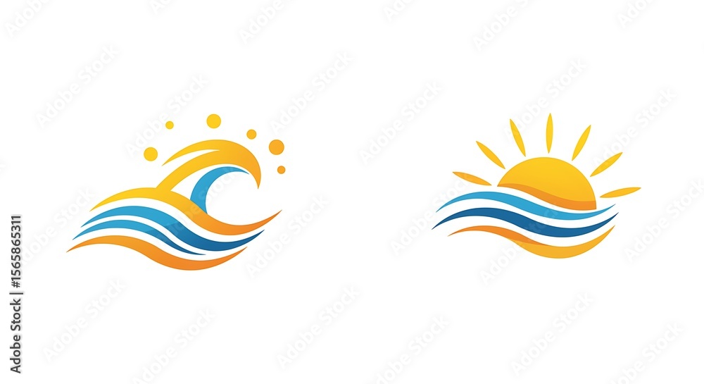 Obraz premium Ocean Wave and Sun Graphic