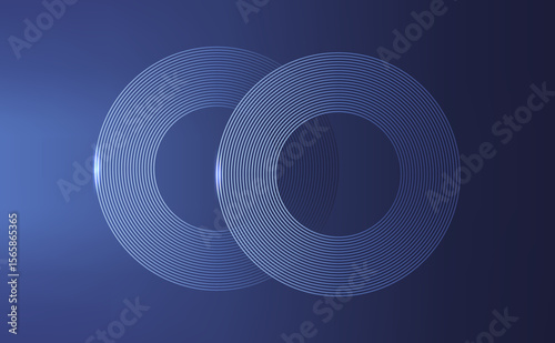 Intersecting glowing concentric circle rings on dark gradient background
