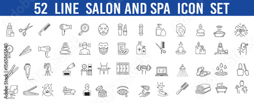  Salon icon and Spa set of web icons in line style. Cosmetics services & Spa icons for web and mobile app. beauty, care, health, symbol, cream, skin, salon, hair, make-up, line, vector