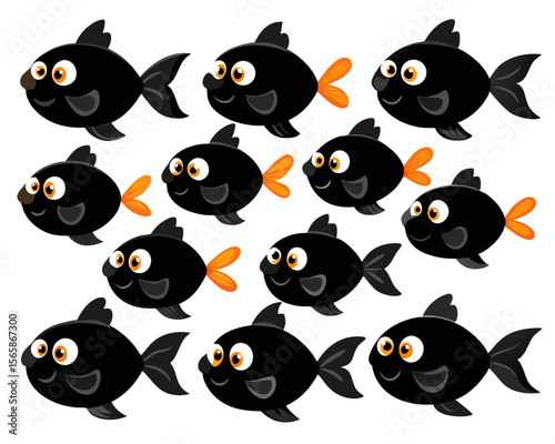 A cheerful playful cartoon goldfish character illustration rendered in bright appealing colors perfect for aquatic themes and children s designs