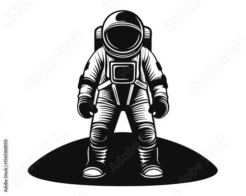 Striking silhouette of an astronaut in a classic pose rendered with bold black yellow cyan and magenta for dynamic visual appeal in design projects