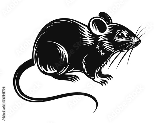 Striking black rodent silhouette a clean graphic representation of a small mammal isolated on a pristine white background for versatile design applications