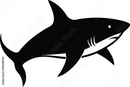 shark silhouette vector illustration on white background