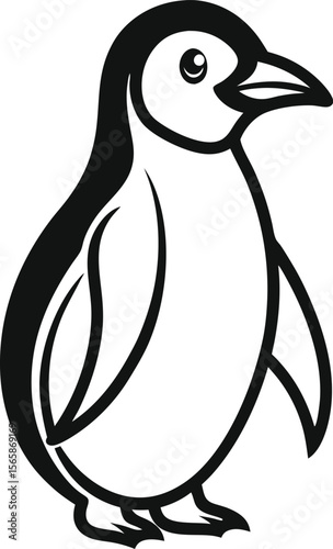 Penguin Line Art vector illustration on white background