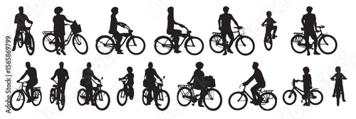 Bicycle Silhouettes, Vector Illustration, Isolated on White Background