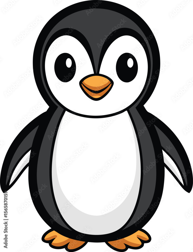 Obraz premium Stylized Baby Penguin Vector Illustration on White Background