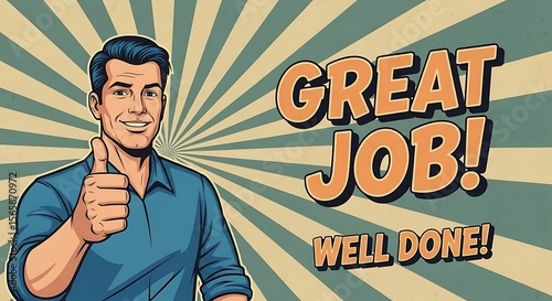 Illustration of a man giving a thumbs up with 