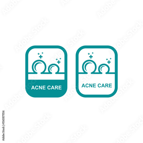 Acne care label with stylized skin pores and sparkling effect. Ideal for skincare and beauty products. Clean vector design.