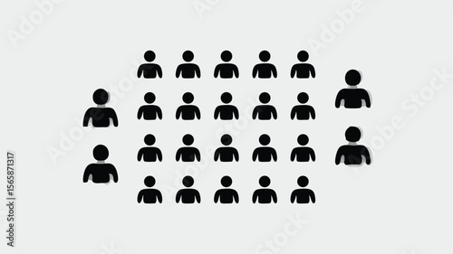 Group of Black Human Silhouette Icons Arranged in a Grid Pattern on White Background