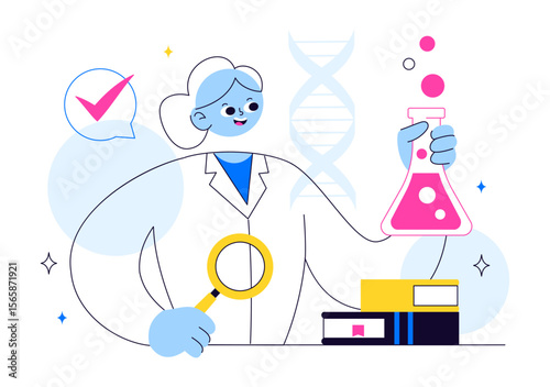 Experiment Vector Illustration Featuring a Laboratory Conducting Scientific Research, Experimentation, and Measurement to Test a Hypothesis