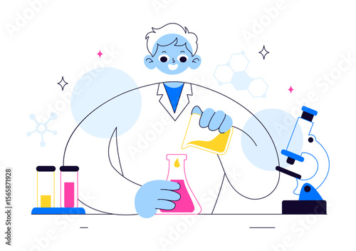 Experiment Vector Illustration Featuring a Laboratory Conducting Scientific Research, Experimentation, and Measurement to Test a Hypothesis
