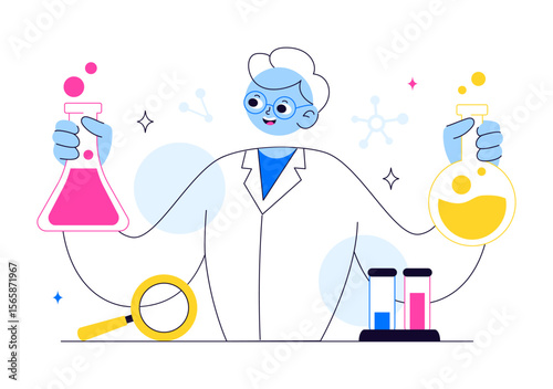 Experiment Vector Illustration Featuring a Laboratory Conducting Scientific Research, Experimentation, and Measurement to Test a Hypothesis