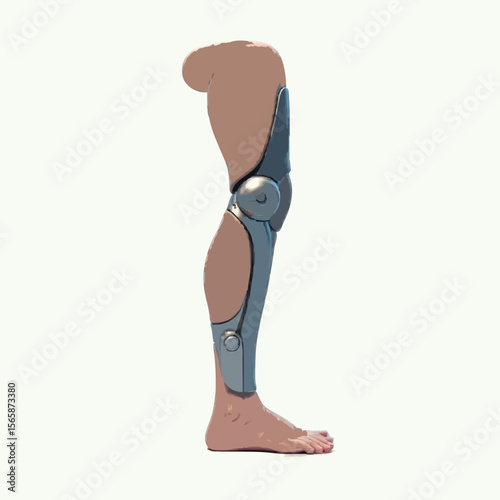 Innovative prosthetic leg vector highlights advanced medical technology, combining human anatomy with a sleek robotic design. Ideal for healthcare innovation, bionics, and medical engineering 