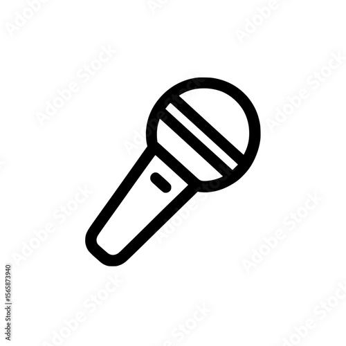 Clean outline microphone icon used for speaking, vocal recording, or live performance visuals.