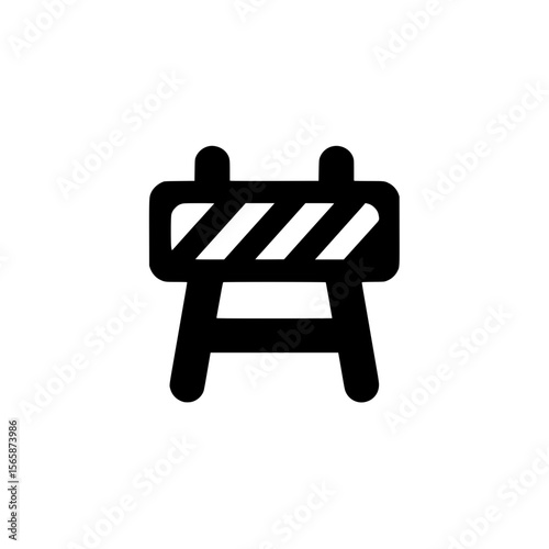 Simple black icon of a construction barrier representing roadwork, site restriction, or caution area.