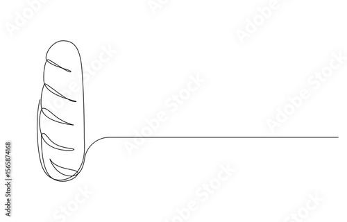 Single Line Drawing of a Loaf of Bread, Line Art Illustration of a Bread Loaf and Slices,
