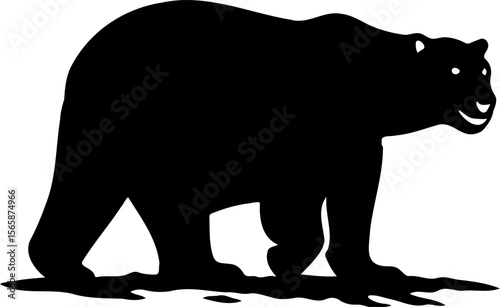 polar bear silhouette vector illustration, isolated on white