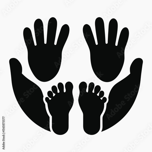 Teamwork Icon Three Silhouettes Representing Collaboration, Unity, and Group Effort