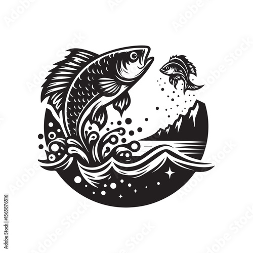 logo of fish jumping on water