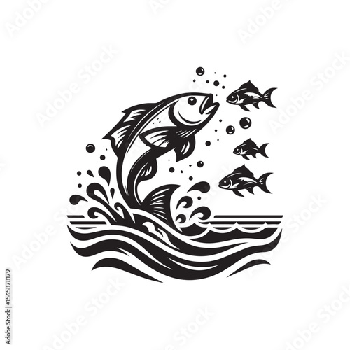 logo of fish jumping on water