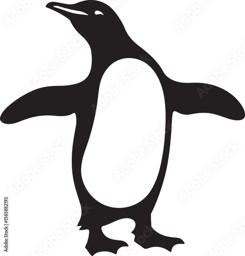 Black and White Penguin Silhouette Standing bird