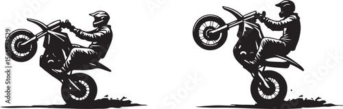 motocross rider silhouette, bike, motorcycle, motocross, motorbike, sport, motor, extreme, race, jump, rider, helmet, cross, stunt, speed, dirt, biker, moto, cycle, bicycle, competition, vector, racer