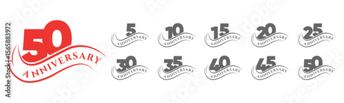 Anniversary Milestone Logos 5, 10, 15, 20, 25, 30, 35, 40, 45, 50