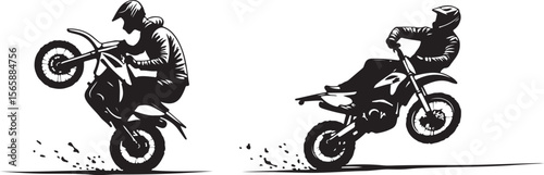 motocross rider silhouette, bike, motorcycle, motocross, motorbike, sport, motor, extreme, race, jump, rider, helmet, cross, stunt, speed, dirt, biker, moto, cycle, bicycle, competition, vector, racer