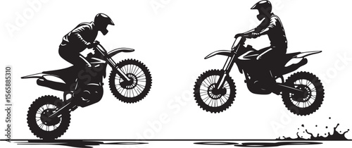motocross rider silhouette, bike, motorcycle, motocross, motorbike, sport, motor, extreme, race, jump, rider, helmet, cross, stunt, speed, dirt, biker, moto, cycle, bicycle, competition, vector, racer