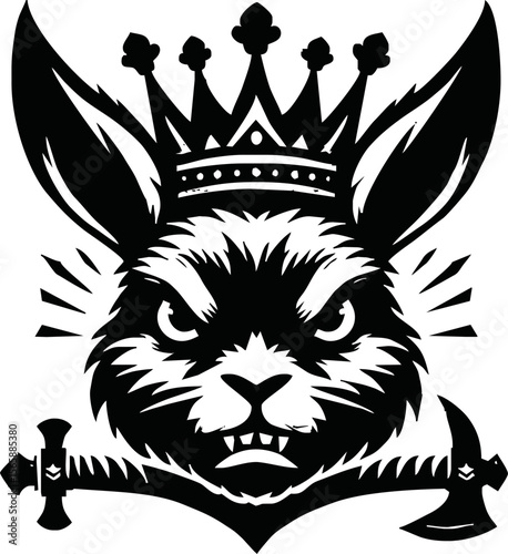 silhouette rabbit with crown vector logo isolated on white background